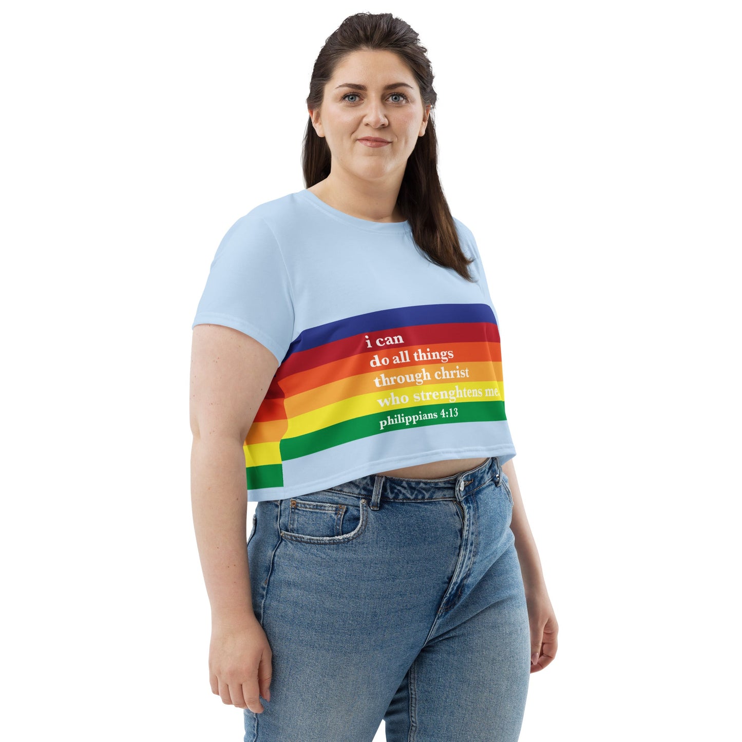 Philippians 4:13 Rainbow Crop Tee - Creation Awaits