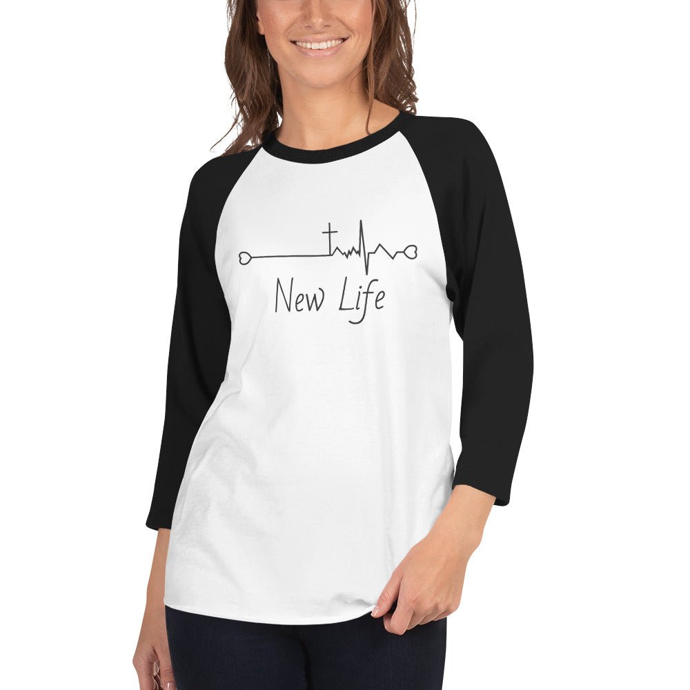 Christian New Life - Charcoal - 3/4 sleeve raglan shirt - Creation Awaits