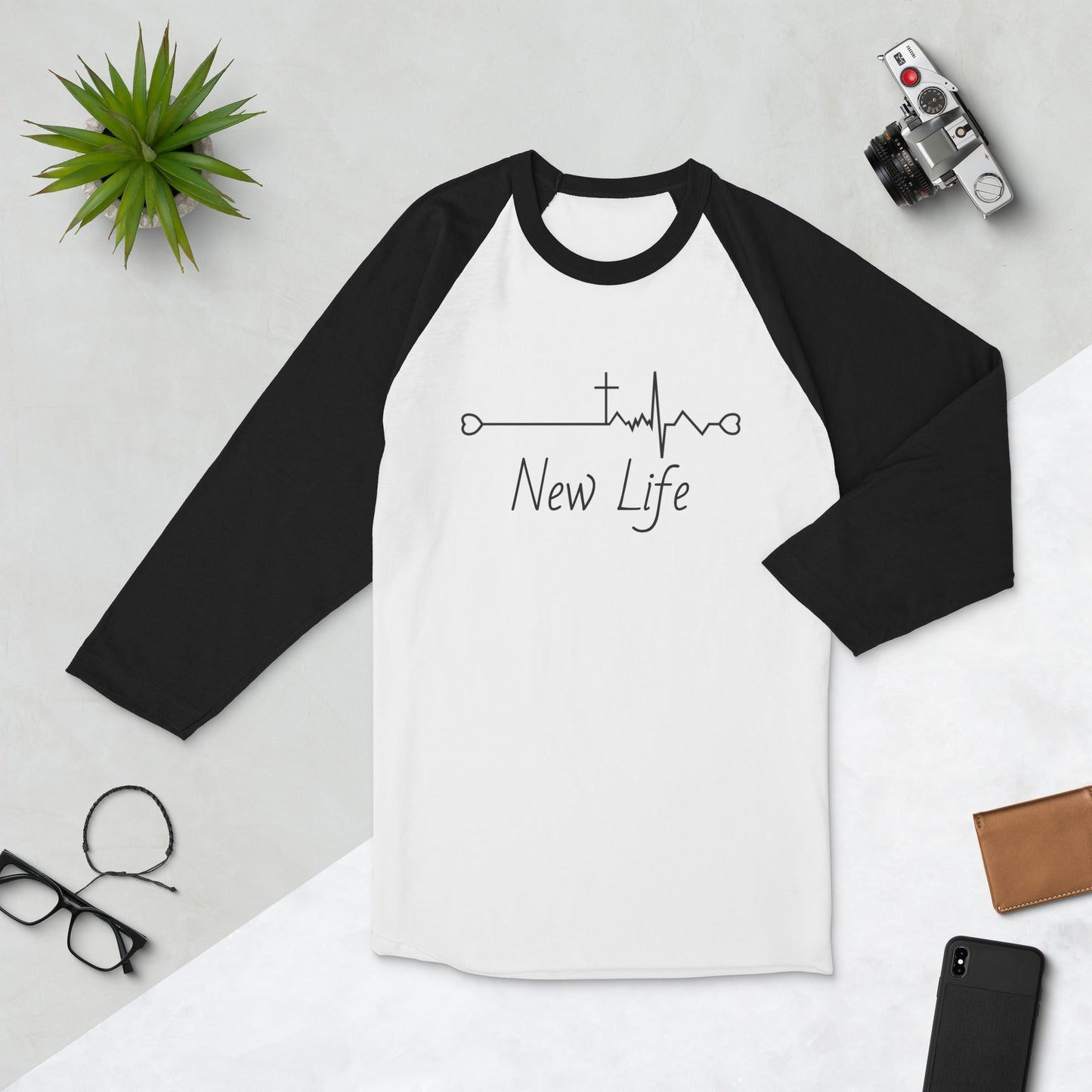 Christian New Life - Charcoal - 3/4 sleeve raglan shirt - Creation Awaits