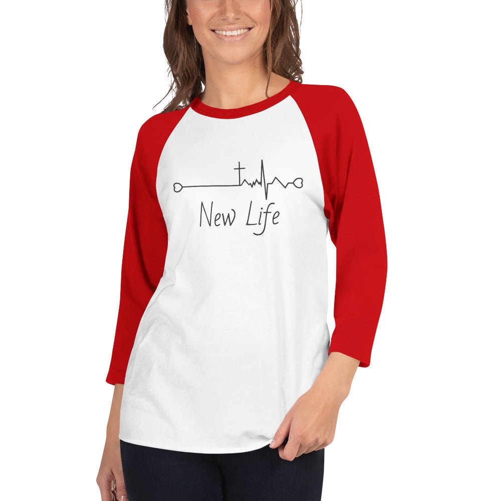 Christian New Life - Charcoal - 3/4 sleeve raglan shirt - Creation Awaits