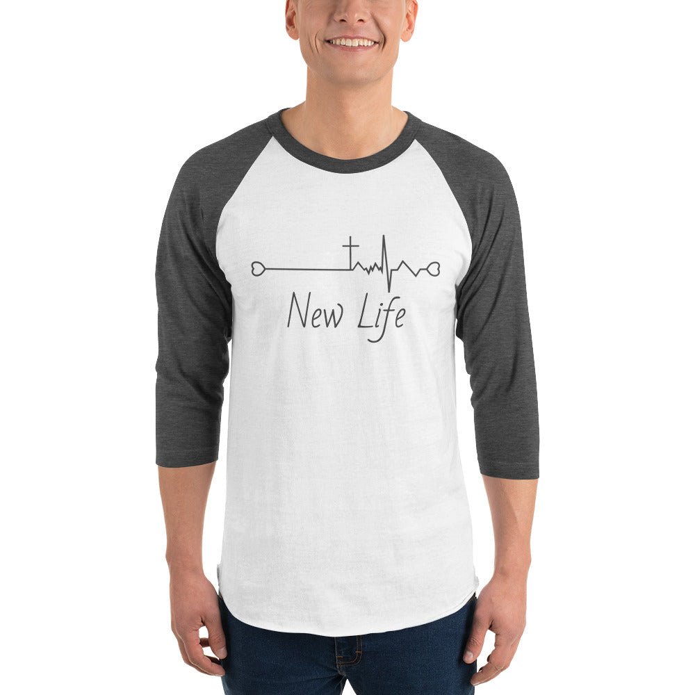 Christian New Life - Charcoal - 3/4 sleeve raglan shirt - Creation Awaits