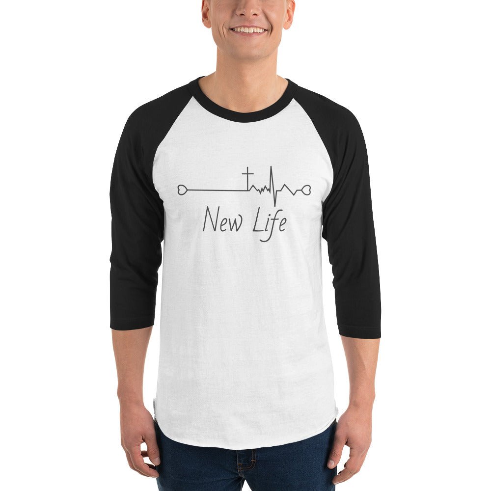 Christian New Life - Charcoal - 3/4 sleeve raglan shirt - Creation Awaits