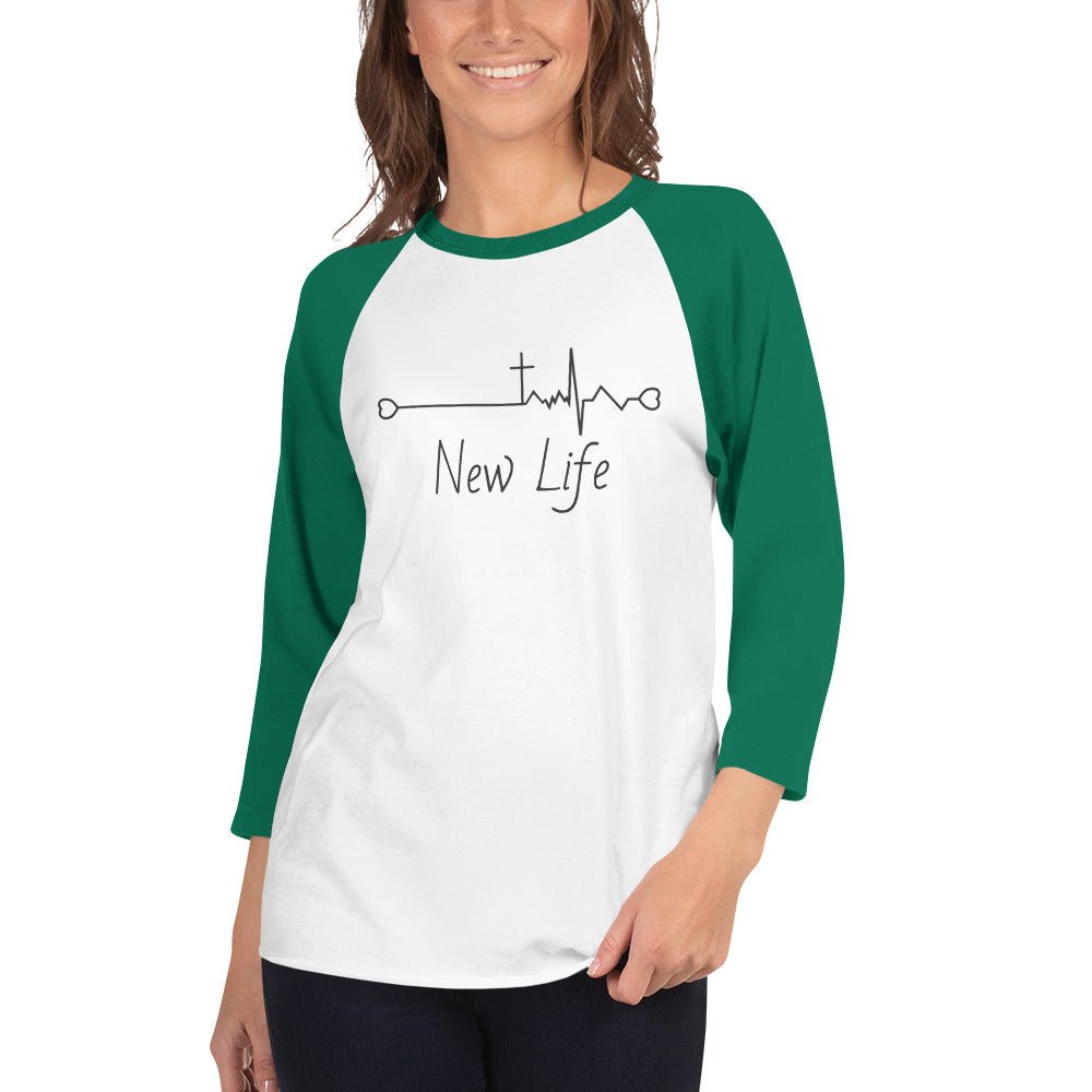 Christian New Life - Charcoal - 3/4 sleeve raglan shirt - Creation Awaits