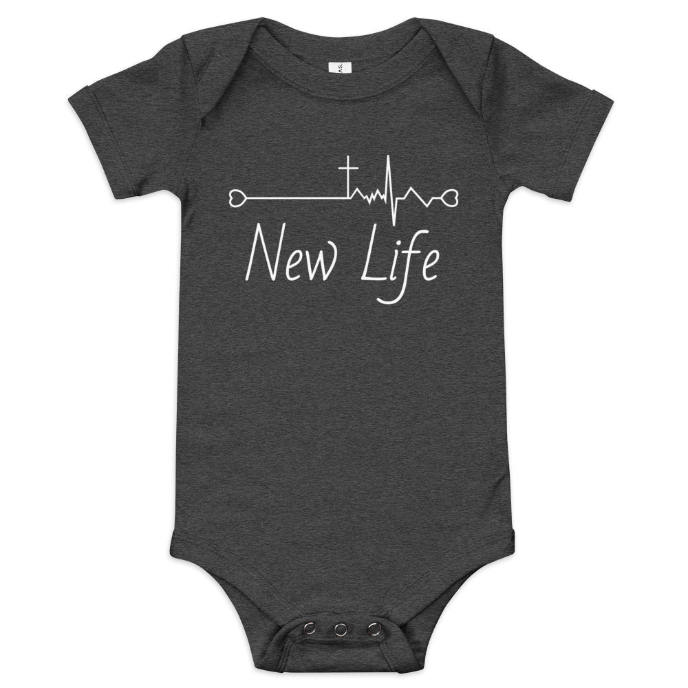 Christian New Life - Dark - Baby short sleeve one piece - Creation Awaits