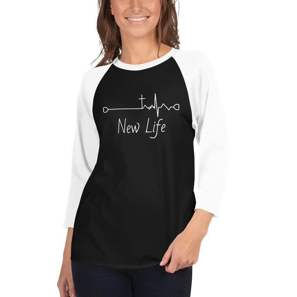 Christian New Life - White - 3/4 sleeve raglan shirt - Creation Awaits
