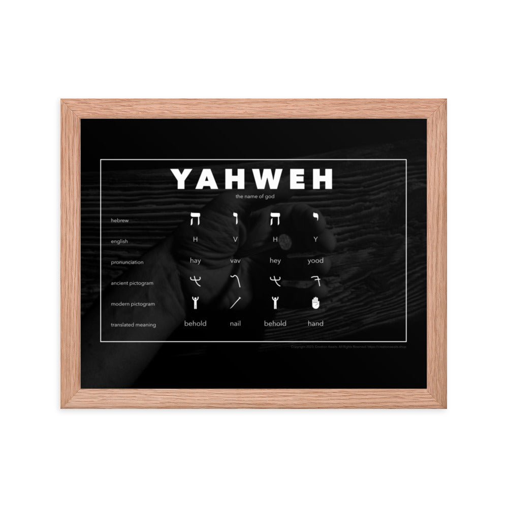 Framed poster - Living Word - Yahweh - Behold the Hand Behold the Nail - Creation Awaits