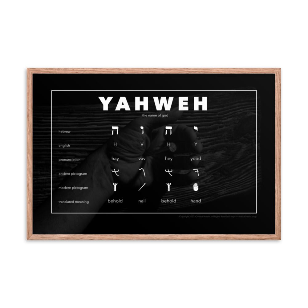 Framed poster - Living Word - Yahweh - Behold the Hand Behold the Nail - Creation Awaits