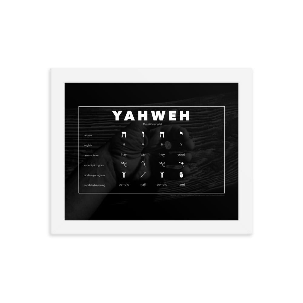 Framed poster - Living Word - Yahweh - Behold the Hand Behold the Nail - Creation Awaits