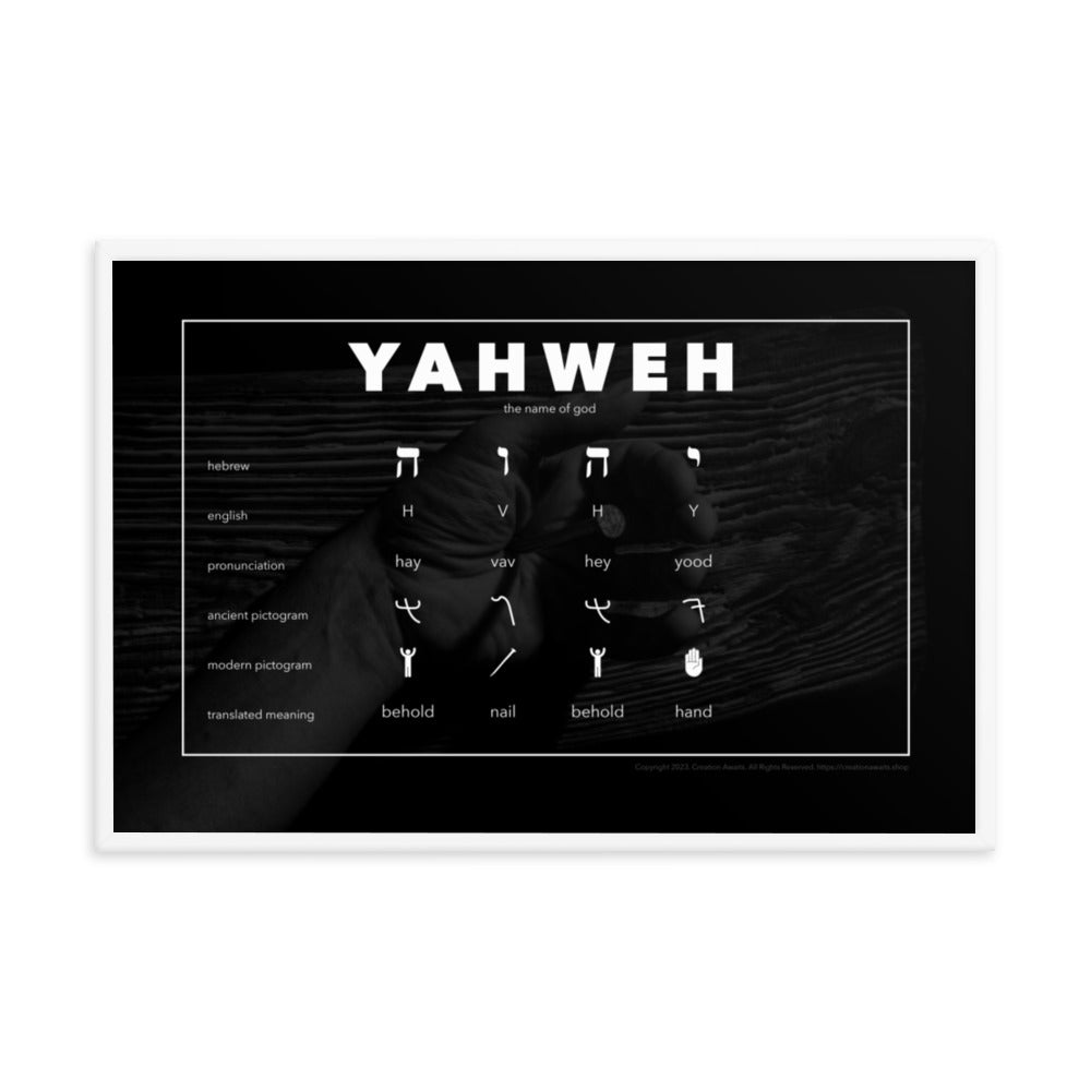 Framed poster - Living Word - Yahweh - Behold the Hand Behold the Nail - Creation Awaits