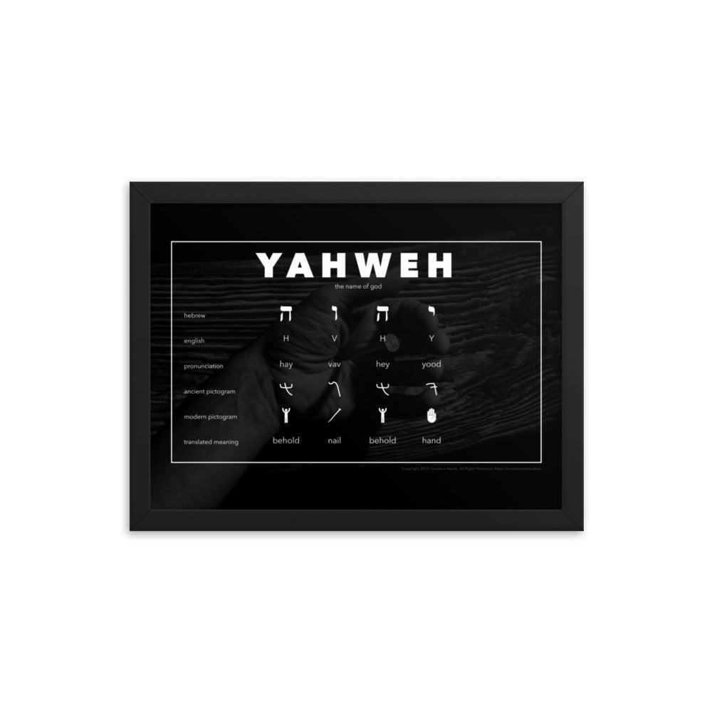 Framed poster - Living Word - Yahweh - Behold the Hand Behold the Nail - Creation Awaits