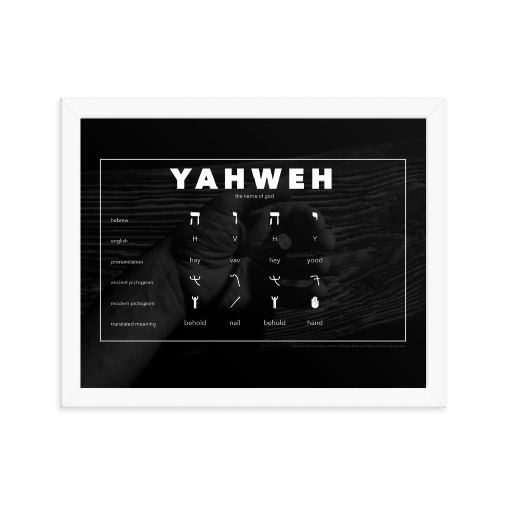 Framed poster - Living Word - Yahweh - Behold the Hand Behold the Nail - Creation Awaits