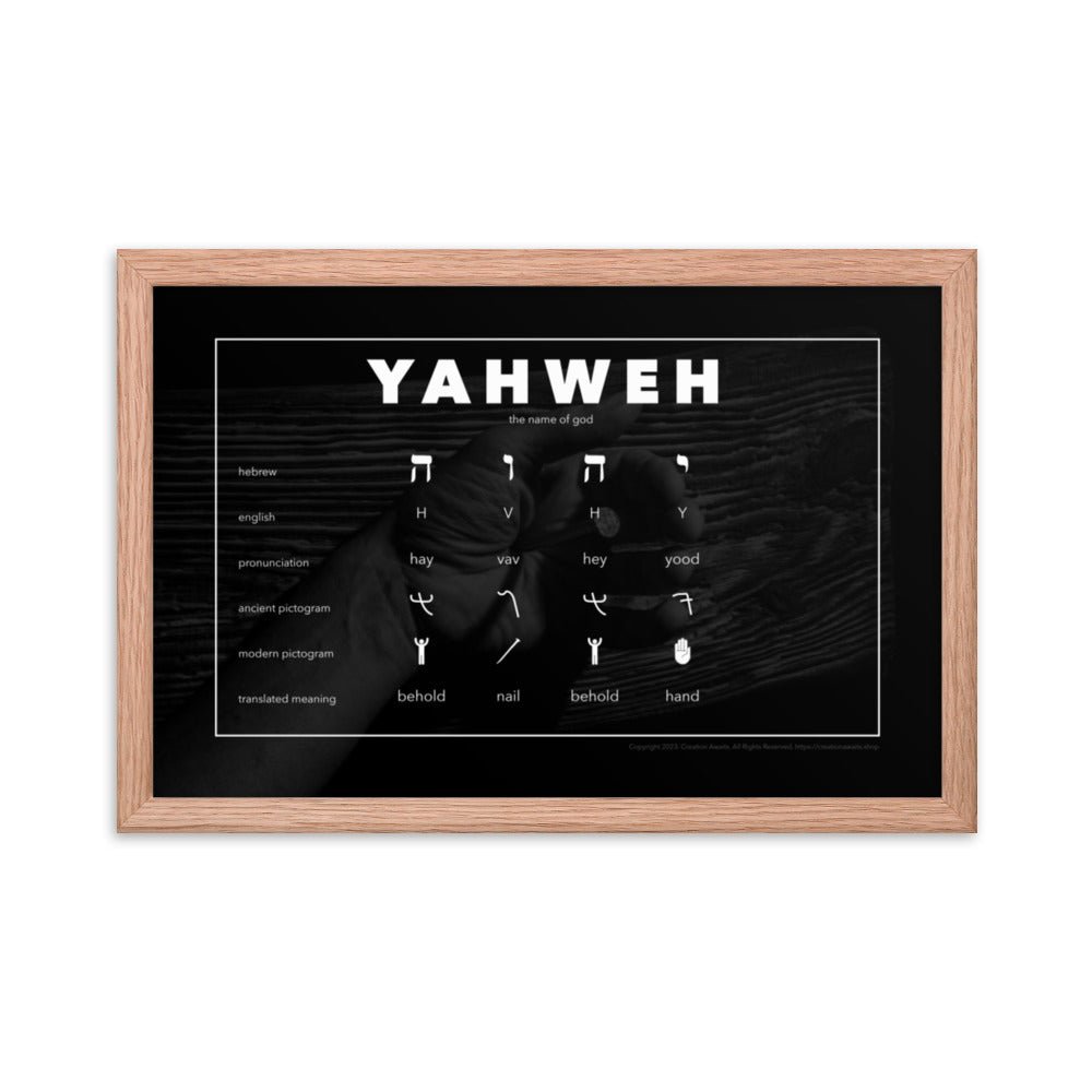 Framed poster - Living Word - Yahweh - Behold the Hand Behold the Nail - Creation Awaits