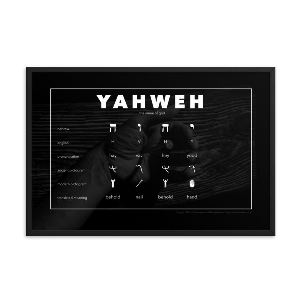 Framed poster - Living Word - Yahweh - Behold the Hand Behold the Nail - Creation Awaits