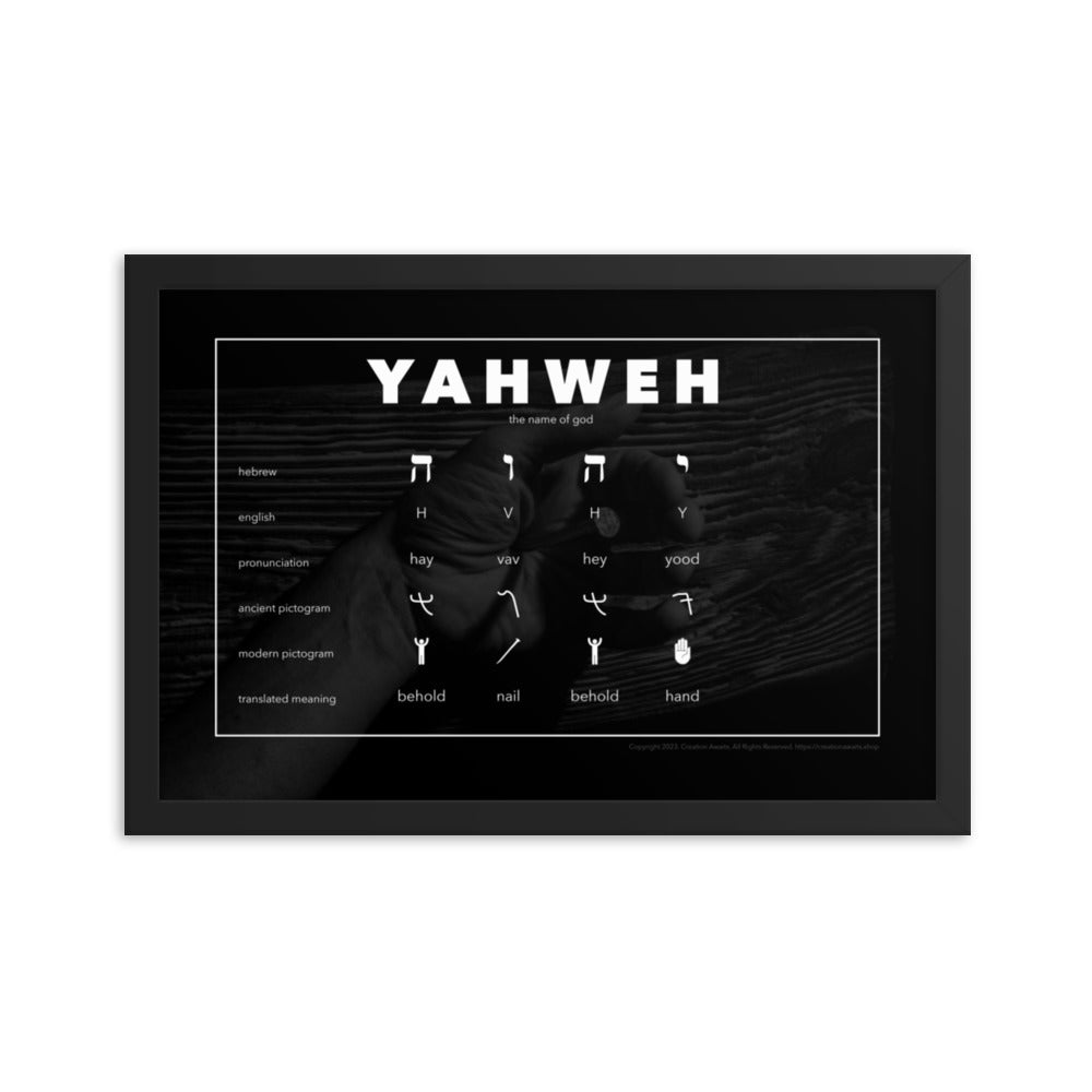 Framed poster - Living Word - Yahweh - Behold the Hand Behold the Nail - Creation Awaits