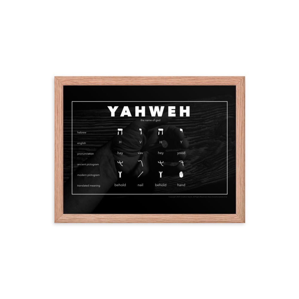 Framed poster - Living Word - Yahweh - Behold the Hand Behold the Nail - Creation Awaits