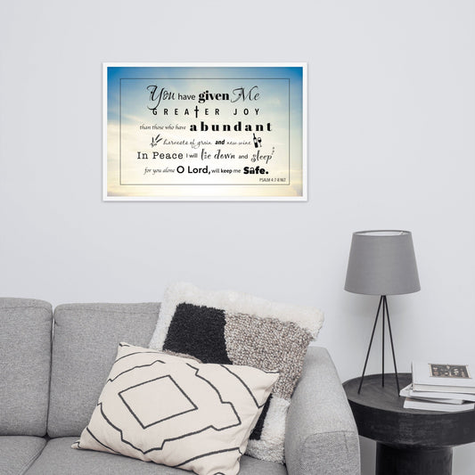 Framed poster Psalm 4:7-8 on a Bright Sky - Creation Awaits