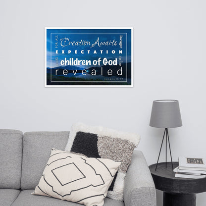 Framed poster - Romans 8:19 - Midnight Mountains - Creation Awaits