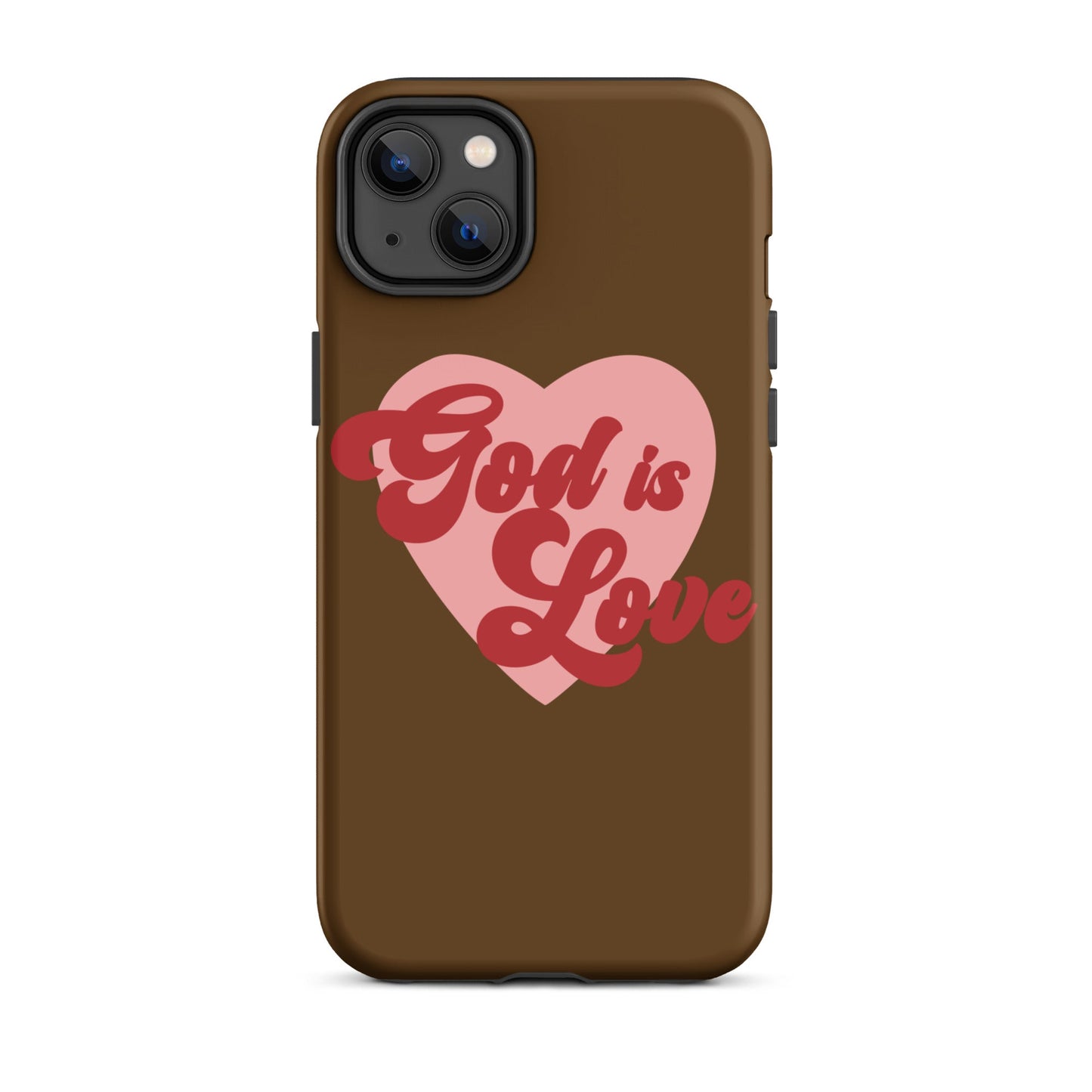 God is Love - Chocolate - Tough iPhone case for iPhone 11 Pro Max & Mini, 12 Pro Max & Mini, 13 Pro Max & Mini, 14 Pro Max & Mini - Creation Awaits