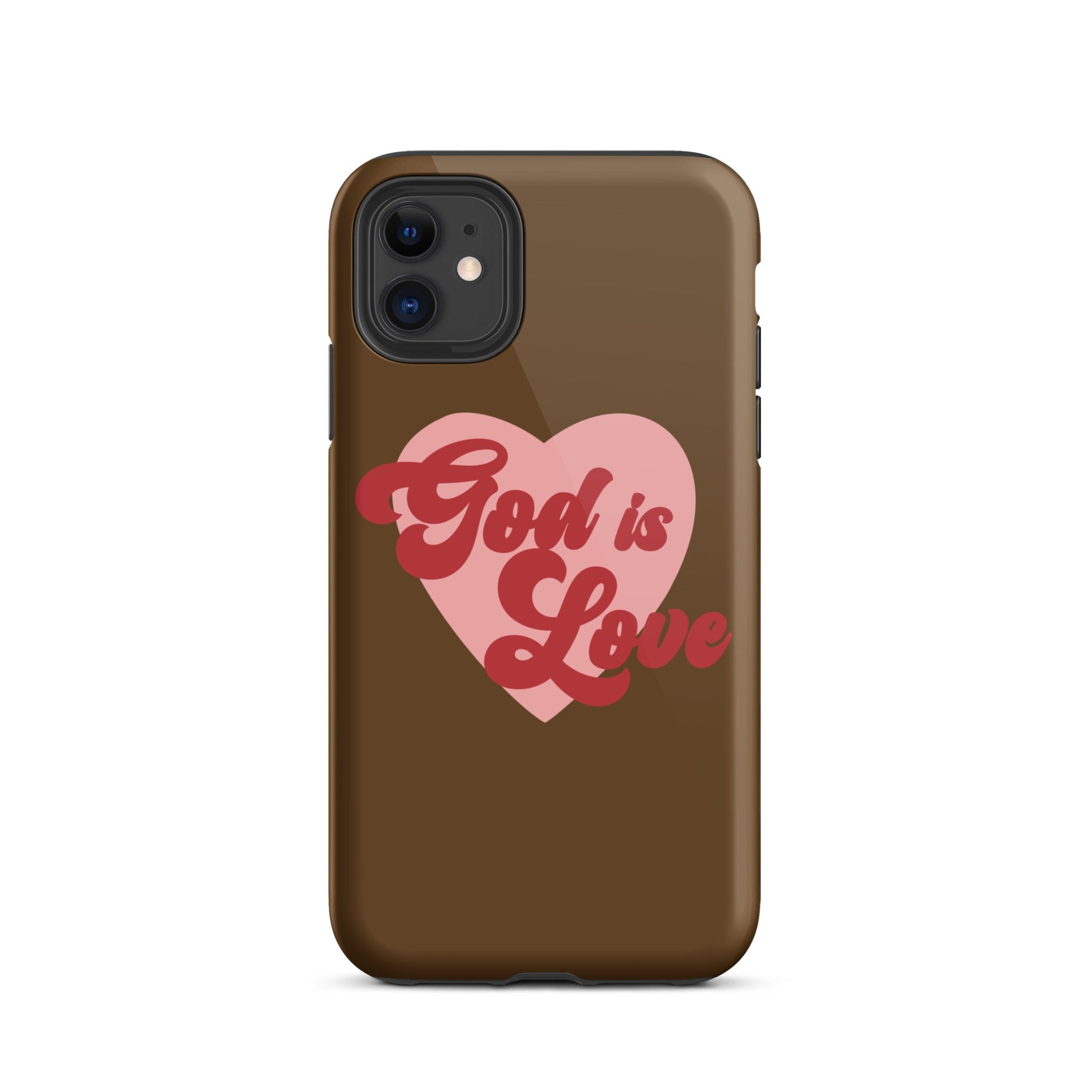 God is Love - Chocolate - Tough iPhone case for iPhone 11 Pro Max & Mini, 12 Pro Max & Mini, 13 Pro Max & Mini, 14 Pro Max & Mini - Creation Awaits