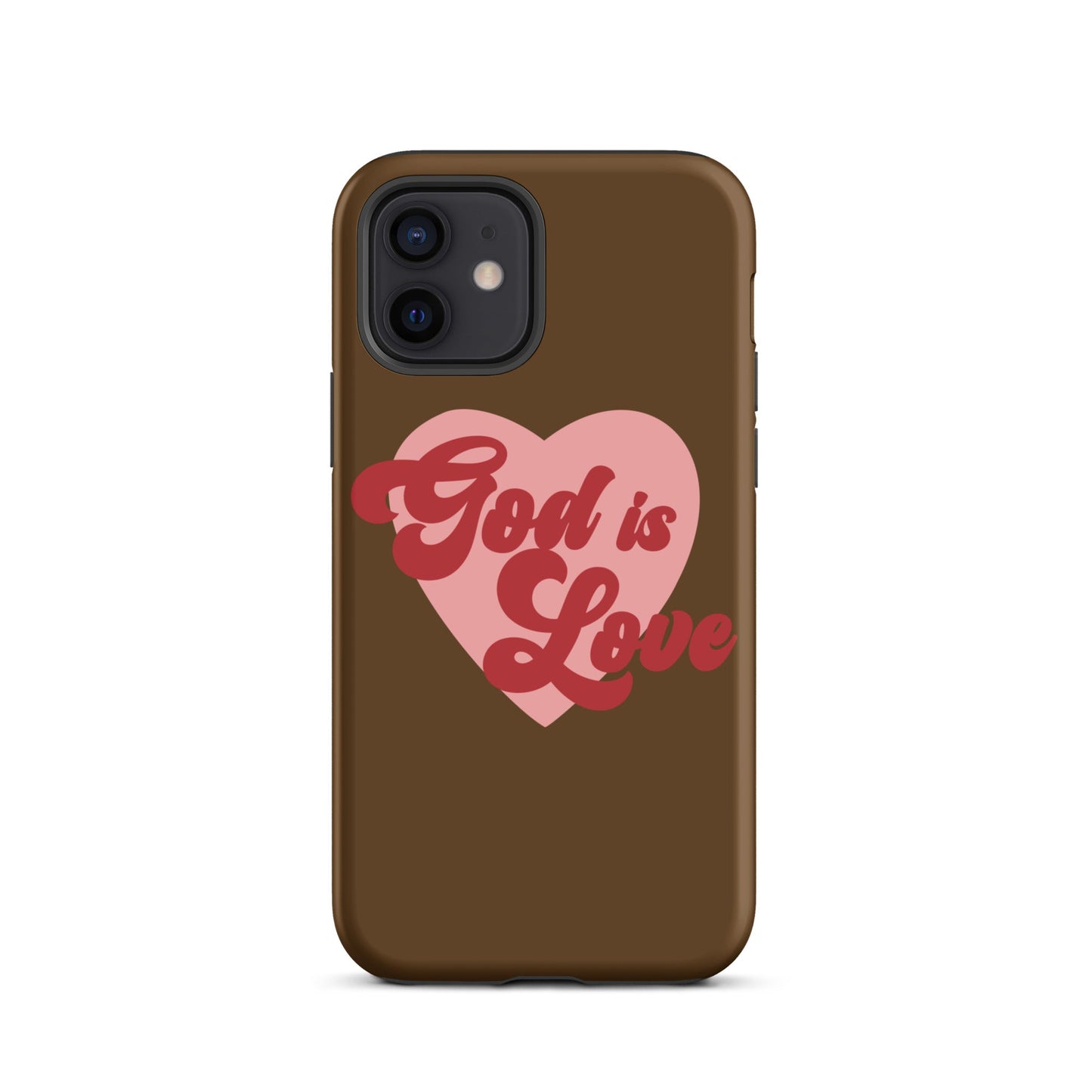 God is Love - Chocolate - Tough iPhone case for iPhone 11 Pro Max & Mini, 12 Pro Max & Mini, 13 Pro Max & Mini, 14 Pro Max & Mini - Creation Awaits