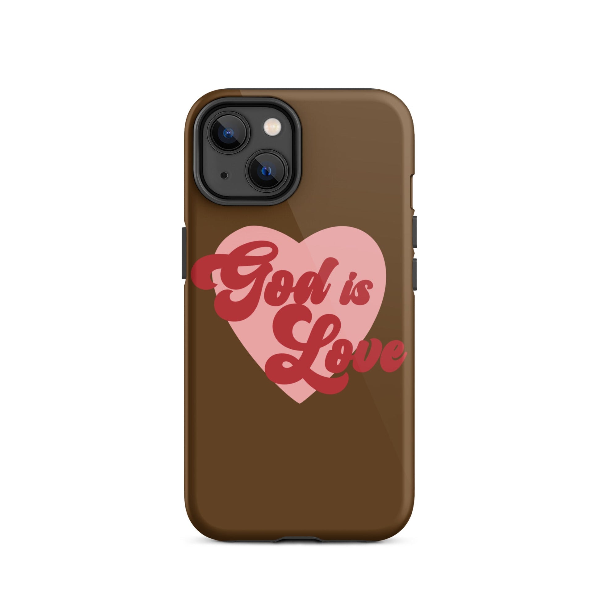 God is Love - Chocolate - Tough iPhone case for iPhone 11 Pro Max & Mini, 12 Pro Max & Mini, 13 Pro Max & Mini, 14 Pro Max & Mini - Creation Awaits