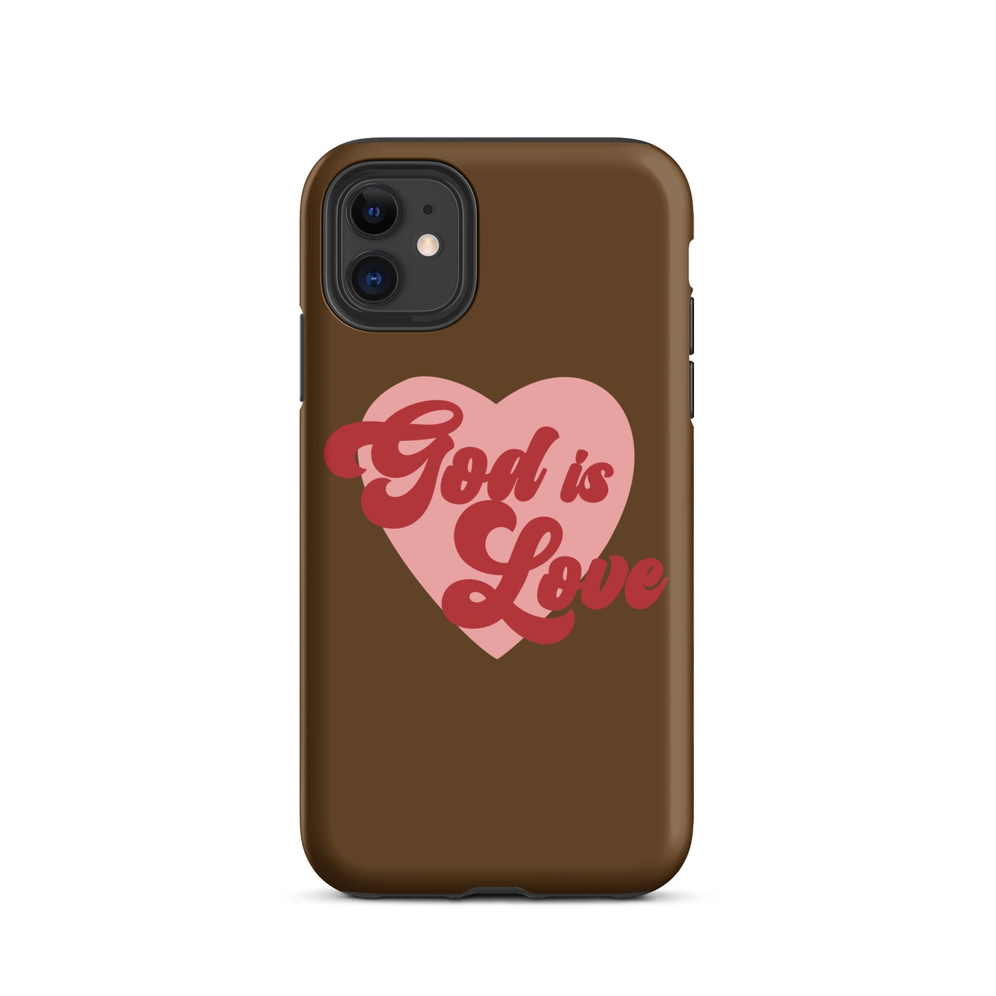 God is Love - Chocolate - Tough iPhone case for iPhone 11 Pro Max & Mini, 12 Pro Max & Mini, 13 Pro Max & Mini, 14 Pro Max & Mini - Creation Awaits