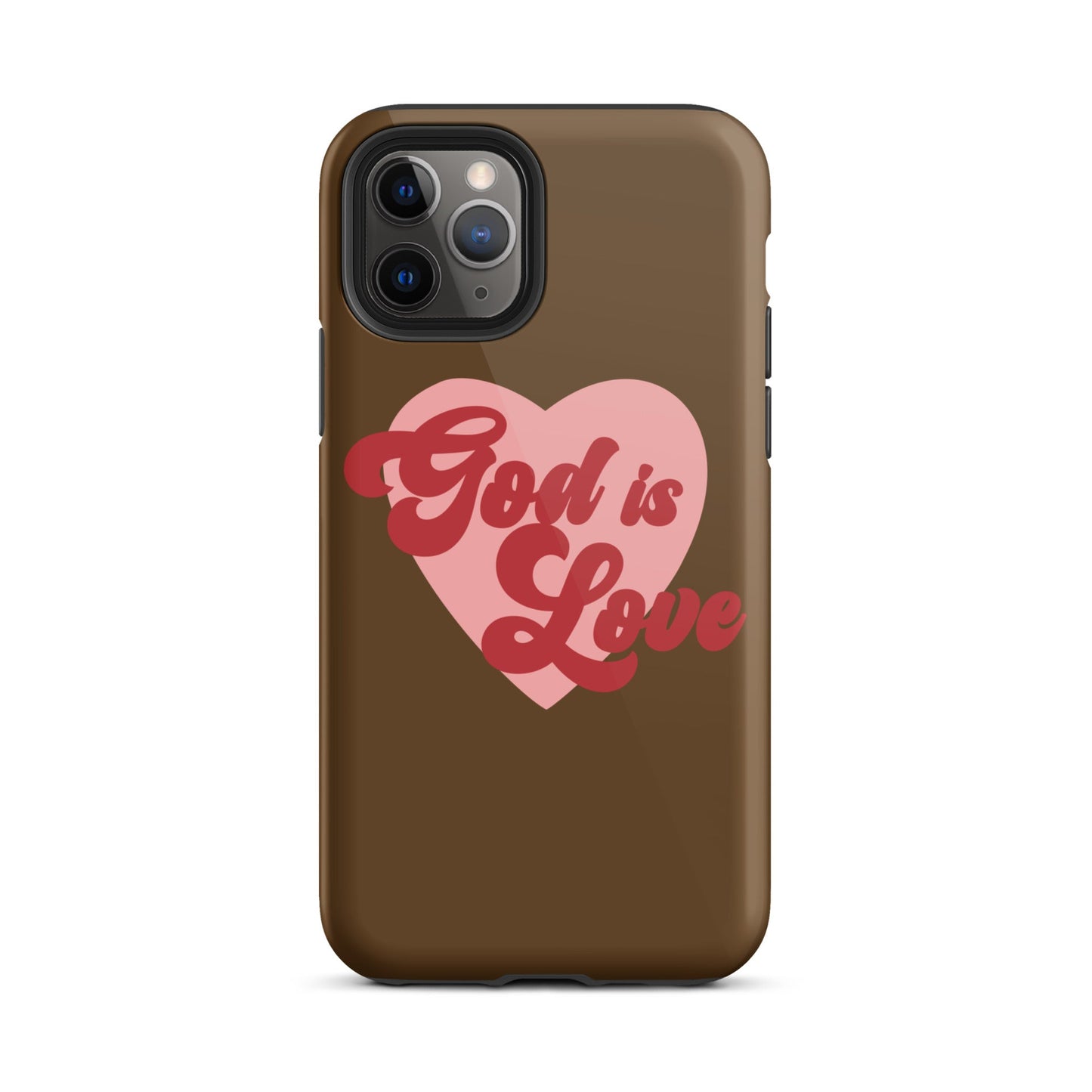 God is Love - Chocolate - Tough iPhone case for iPhone 11 Pro Max & Mini, 12 Pro Max & Mini, 13 Pro Max & Mini, 14 Pro Max & Mini - Creation Awaits