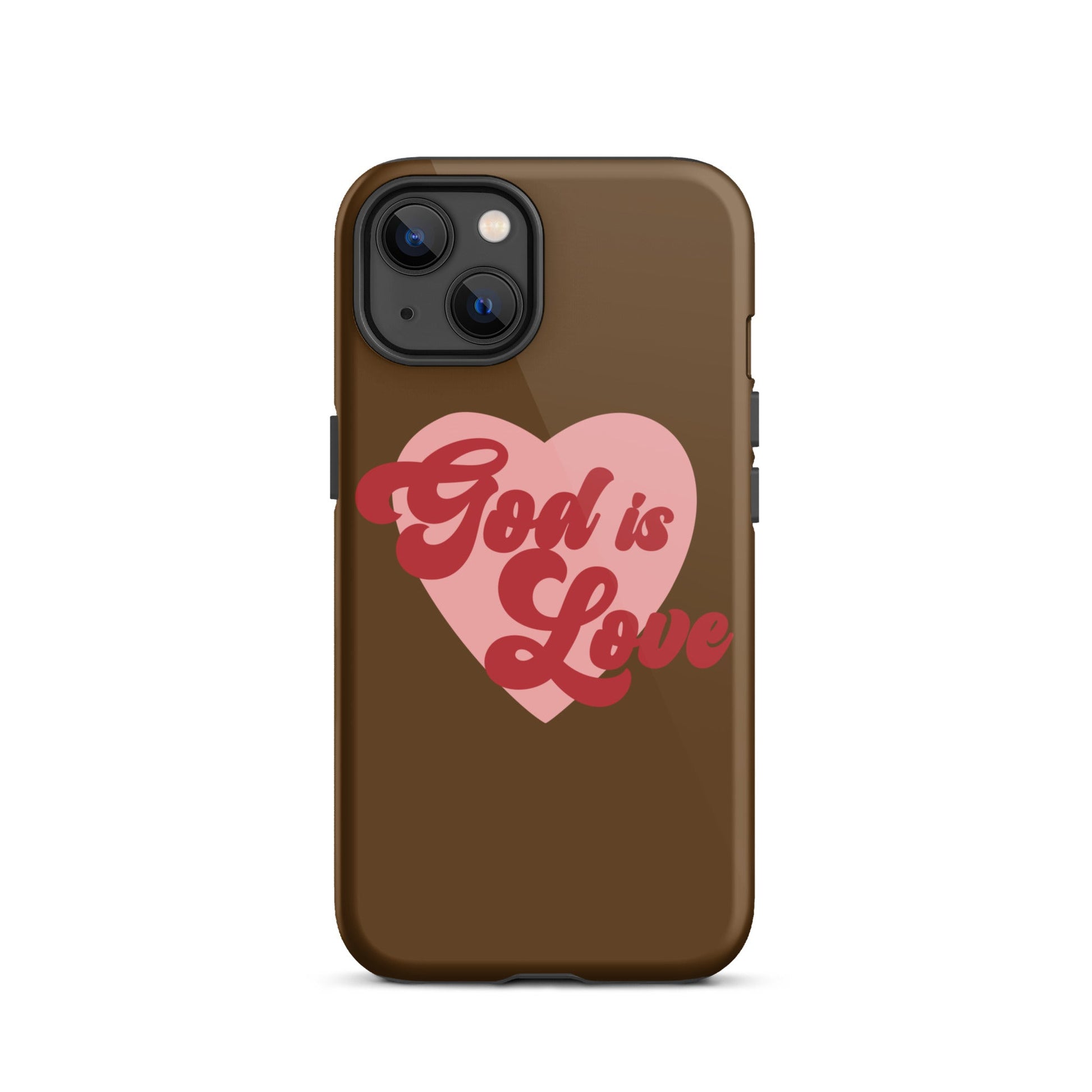 God is Love - Chocolate - Tough iPhone case for iPhone 11 Pro Max & Mini, 12 Pro Max & Mini, 13 Pro Max & Mini, 14 Pro Max & Mini - Creation Awaits