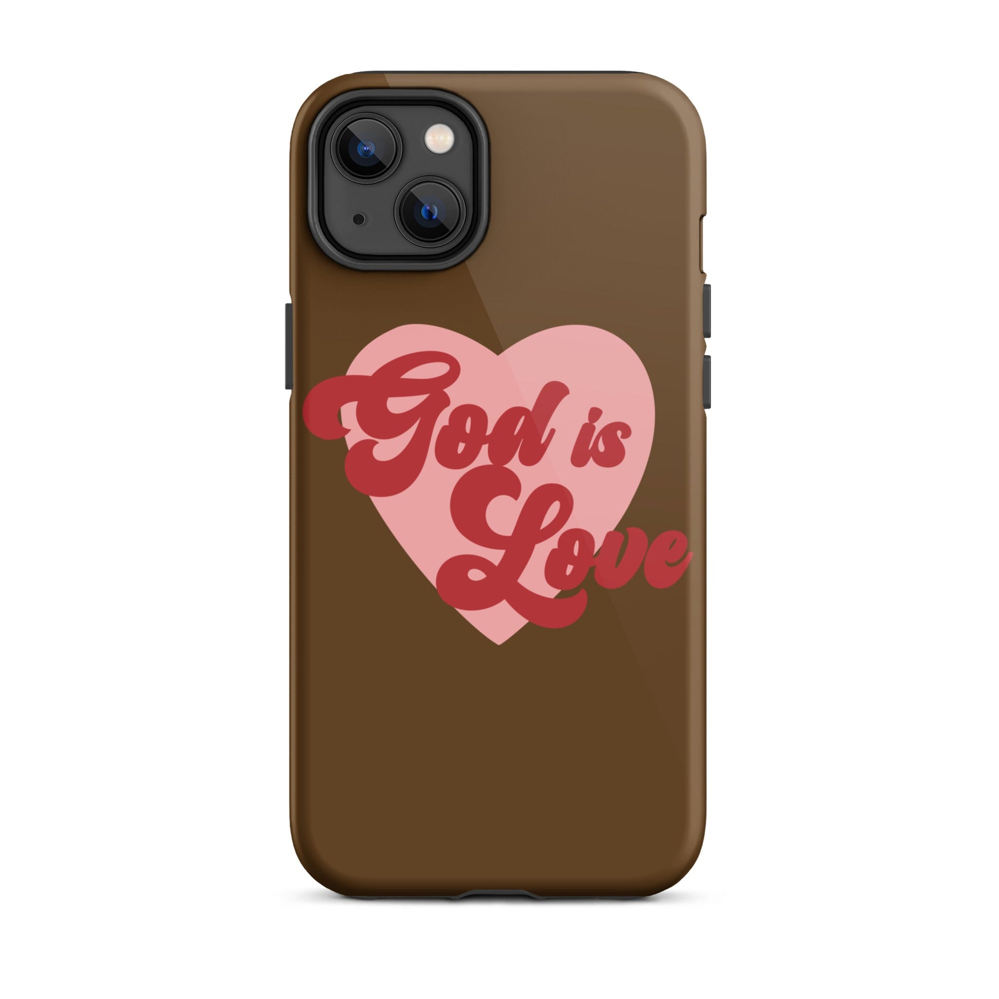 God is Love - Chocolate - Tough iPhone case for iPhone 11 Pro Max & Mini, 12 Pro Max & Mini, 13 Pro Max & Mini, 14 Pro Max & Mini - Creation Awaits