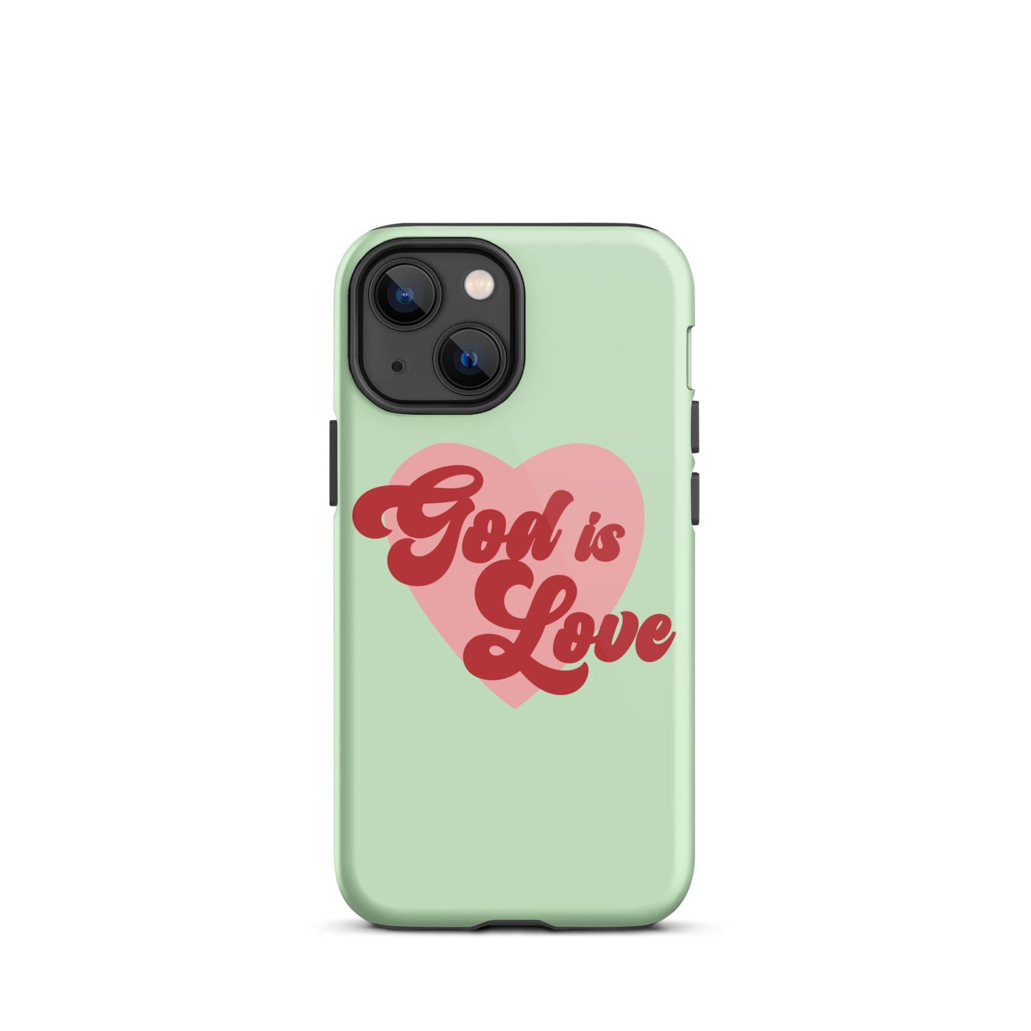 God is Love - Green - Tough iPhone case for iPhone 11 Pro Max & Mini, 12 Pro Max & Mini, 13 Pro Max & Mini, 14 Pro Max & Mini - Creation Awaits