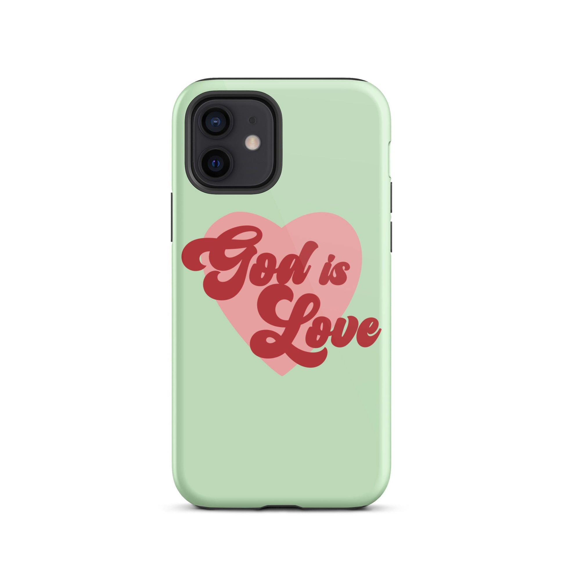 God is Love - Green - Tough iPhone case for iPhone 11 Pro Max & Mini, 12 Pro Max & Mini, 13 Pro Max & Mini, 14 Pro Max & Mini - Creation Awaits