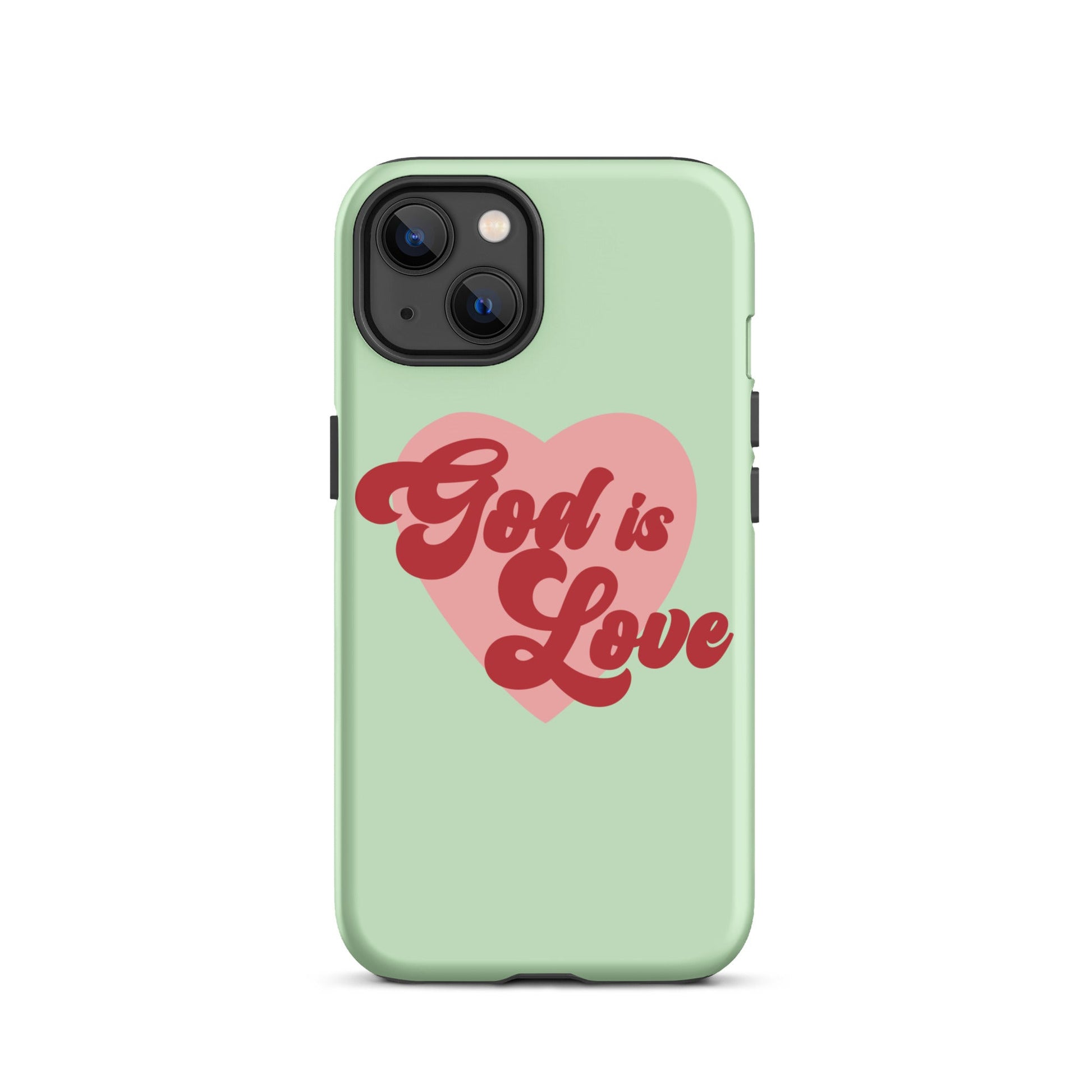 God is Love - Green - Tough iPhone case for iPhone 11 Pro Max & Mini, 12 Pro Max & Mini, 13 Pro Max & Mini, 14 Pro Max & Mini - Creation Awaits