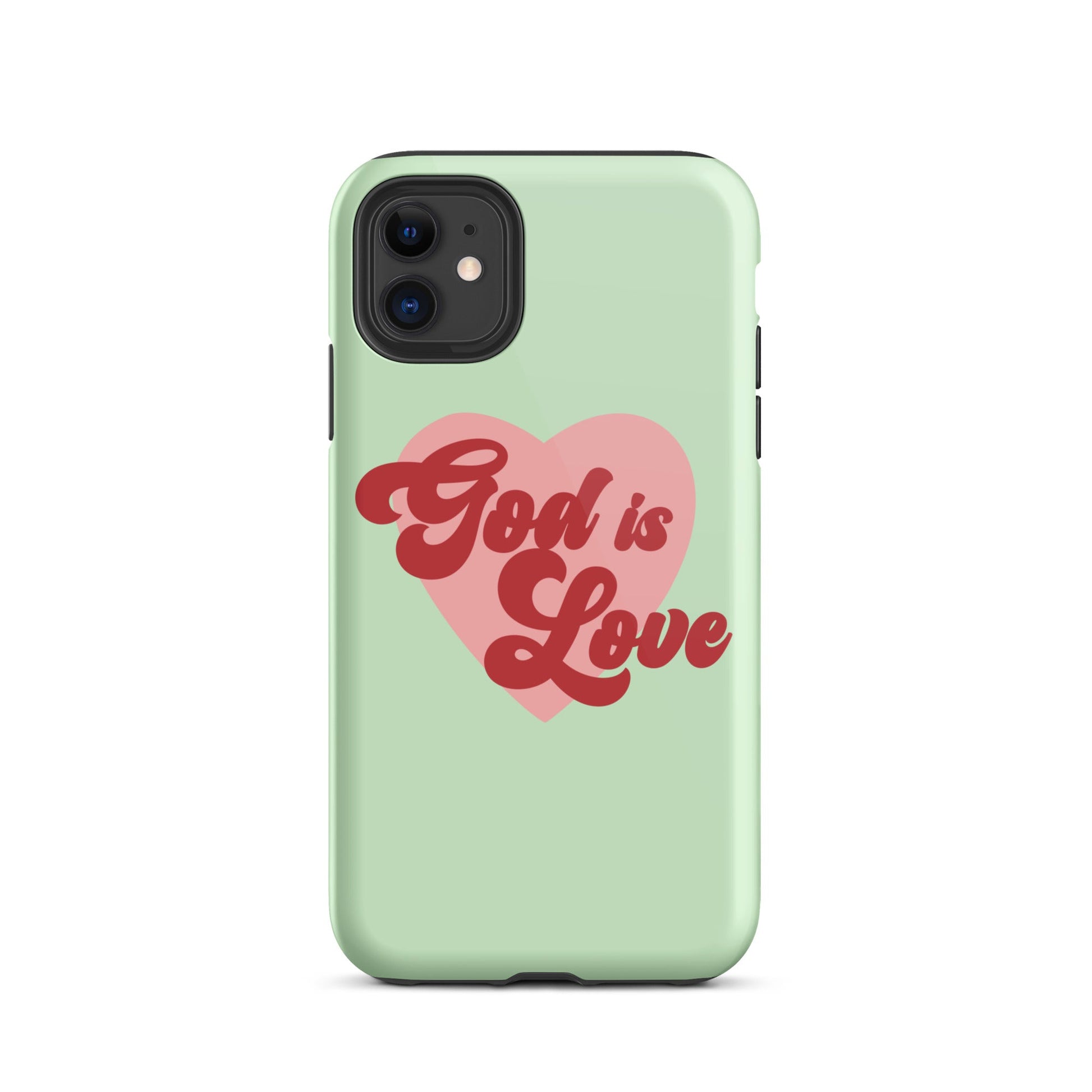 God is Love - Green - Tough iPhone case for iPhone 11 Pro Max & Mini, 12 Pro Max & Mini, 13 Pro Max & Mini, 14 Pro Max & Mini - Creation Awaits