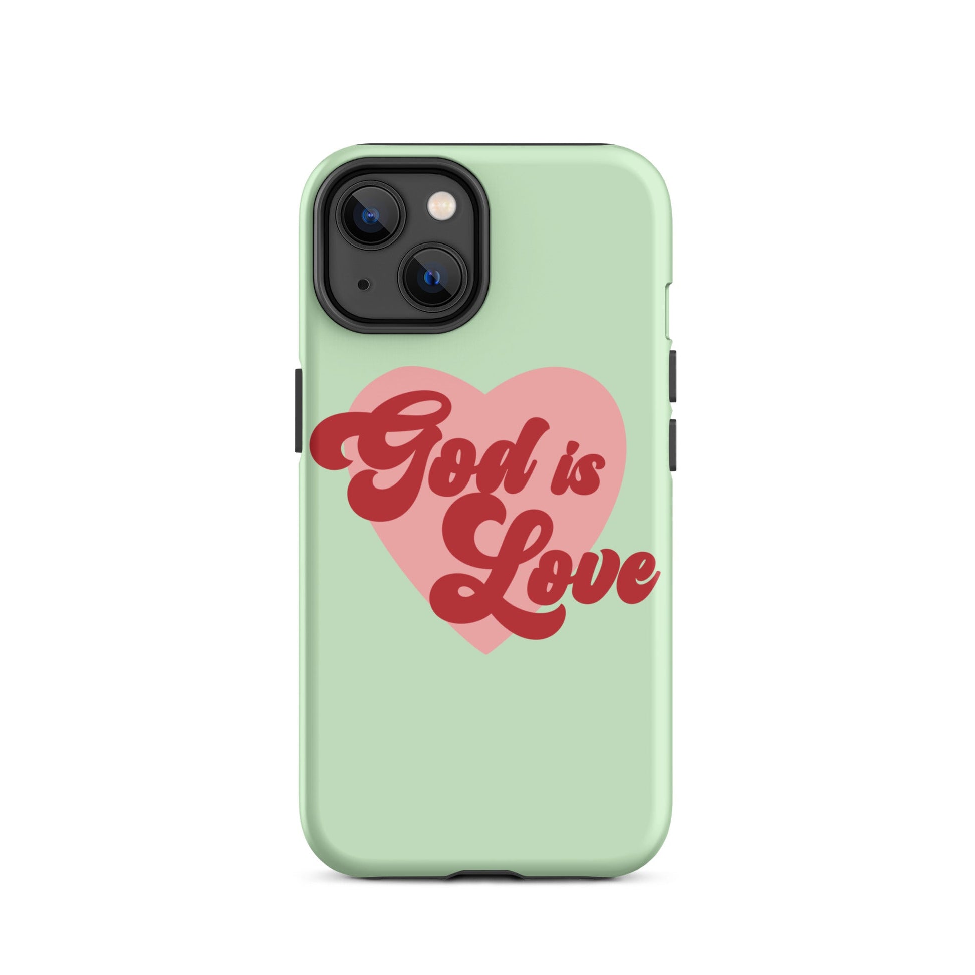 God is Love - Green - Tough iPhone case for iPhone 11 Pro Max & Mini, 12 Pro Max & Mini, 13 Pro Max & Mini, 14 Pro Max & Mini - Creation Awaits