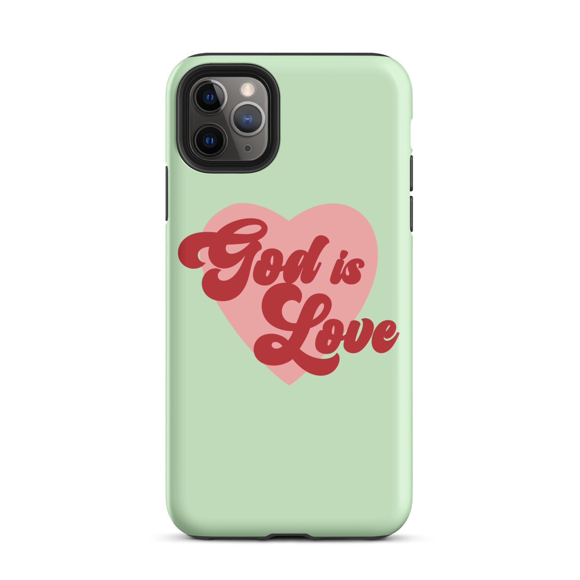 God is Love - Green - Tough iPhone case for iPhone 11 Pro Max & Mini, 12 Pro Max & Mini, 13 Pro Max & Mini, 14 Pro Max & Mini - Creation Awaits