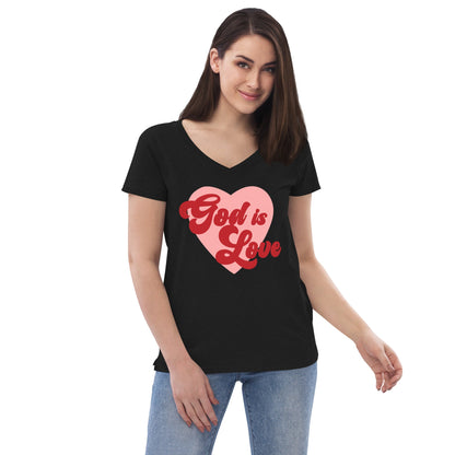 God is Love - Women’s recycled v-neck t-shirt - Creation Awaits