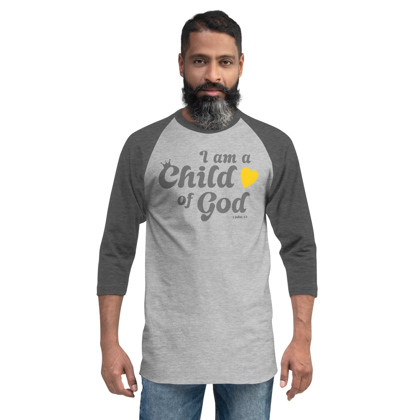 I am a Child of God - 3/4 sleeve raglan shirt - Creation Awaits