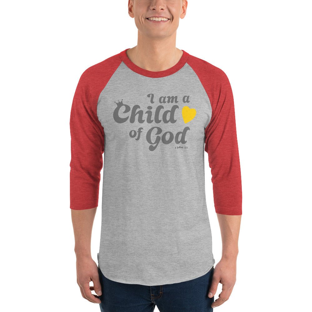 I am a Child of God - 3/4 sleeve raglan shirt - Creation Awaits