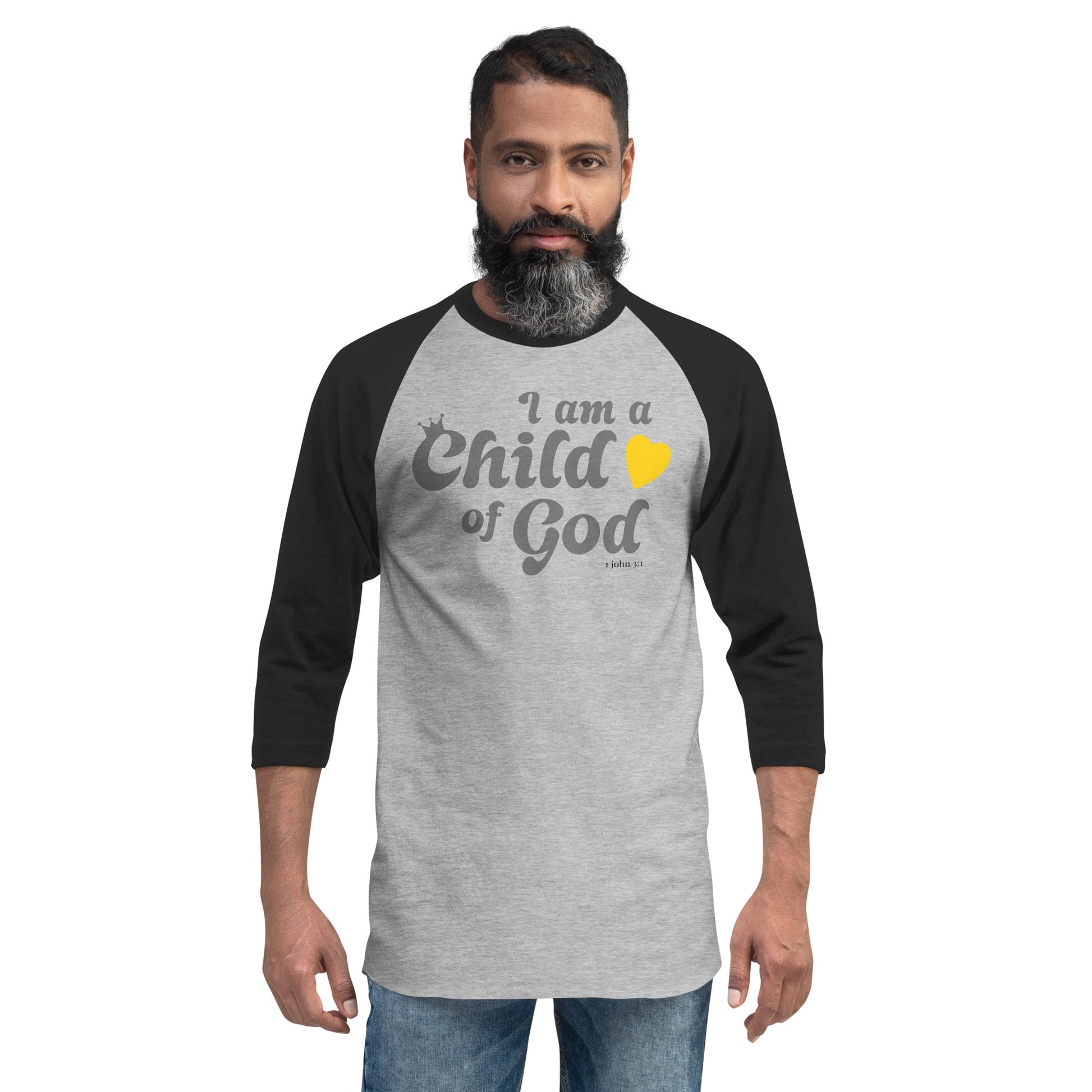 I am a Child of God - 3/4 sleeve raglan shirt - Creation Awaits