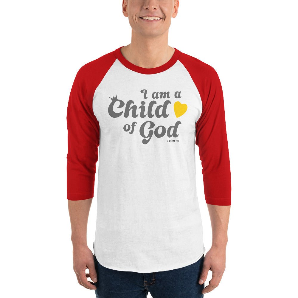 I am a Child of God - 3/4 sleeve raglan shirt - Creation Awaits