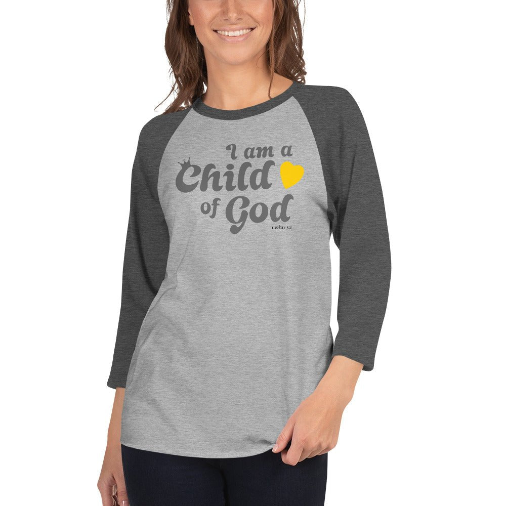 I am a Child of God - 3/4 sleeve raglan shirt - Creation Awaits