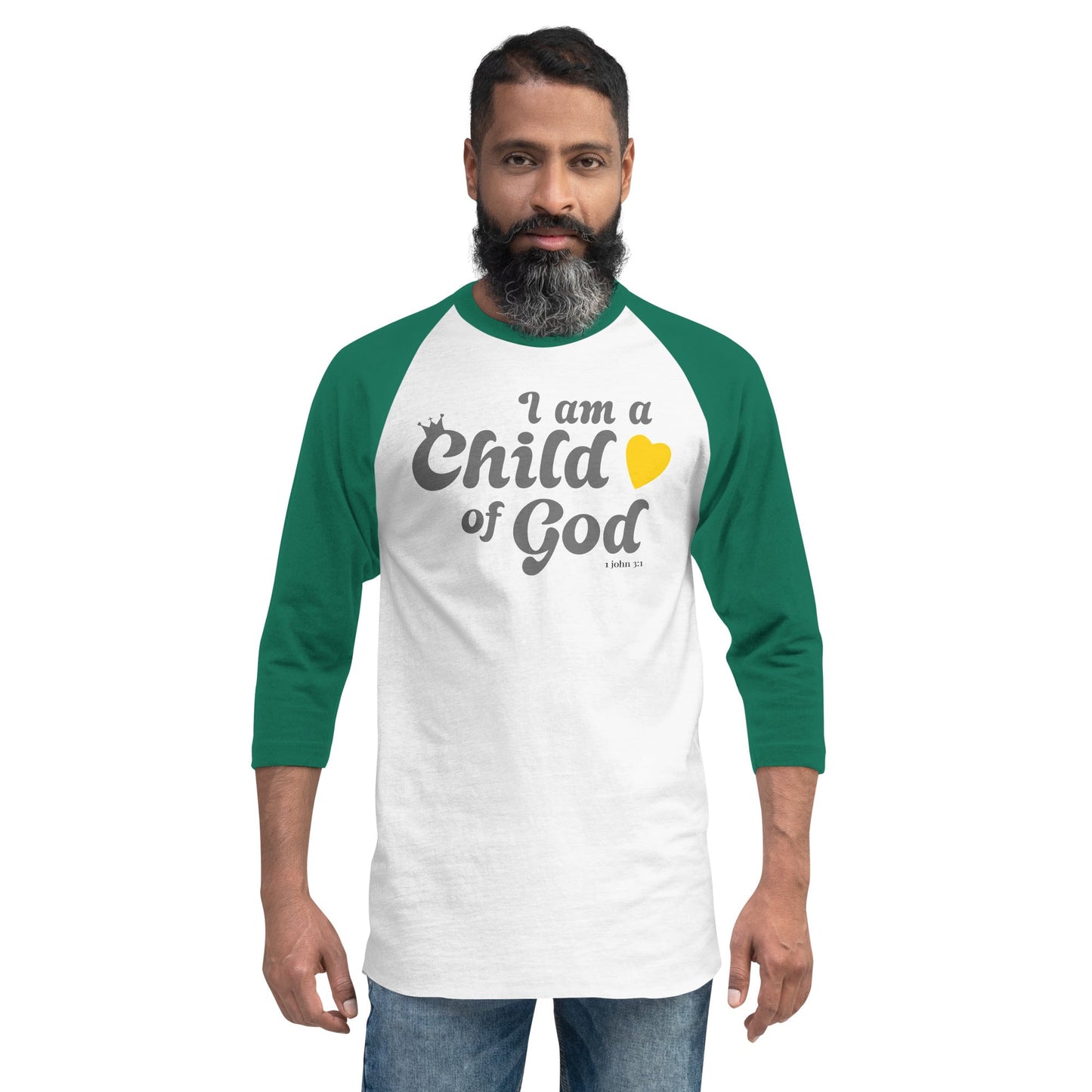 I am a Child of God - 3/4 sleeve raglan shirt - Creation Awaits