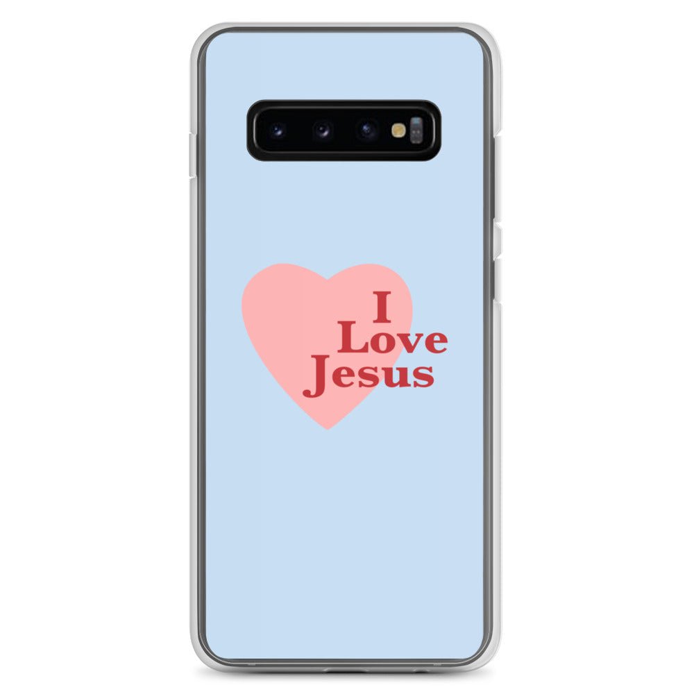 I Love Jesus - Blue Samsung Case for Galaxy S10, S10+, S10e, S20, S20 FE, S20 Plus, S20 Ultra, S21, S21 Plus, S21 Ultra, S21 - Creation Awaits