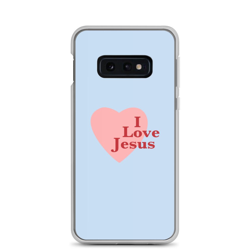 I Love Jesus - Blue Samsung Case for Galaxy S10, S10+, S10e, S20, S20 FE, S20 Plus, S20 Ultra, S21, S21 Plus, S21 Ultra, S21 - Creation Awaits