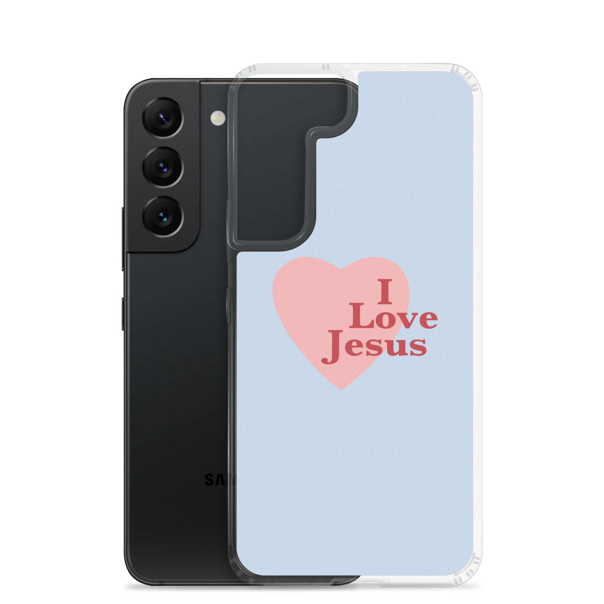 I Love Jesus - Blue Samsung Case for Galaxy S10, S10+, S10e, S20, S20 FE, S20 Plus, S20 Ultra, S21, S21 Plus, S21 Ultra, S21 - Creation Awaits