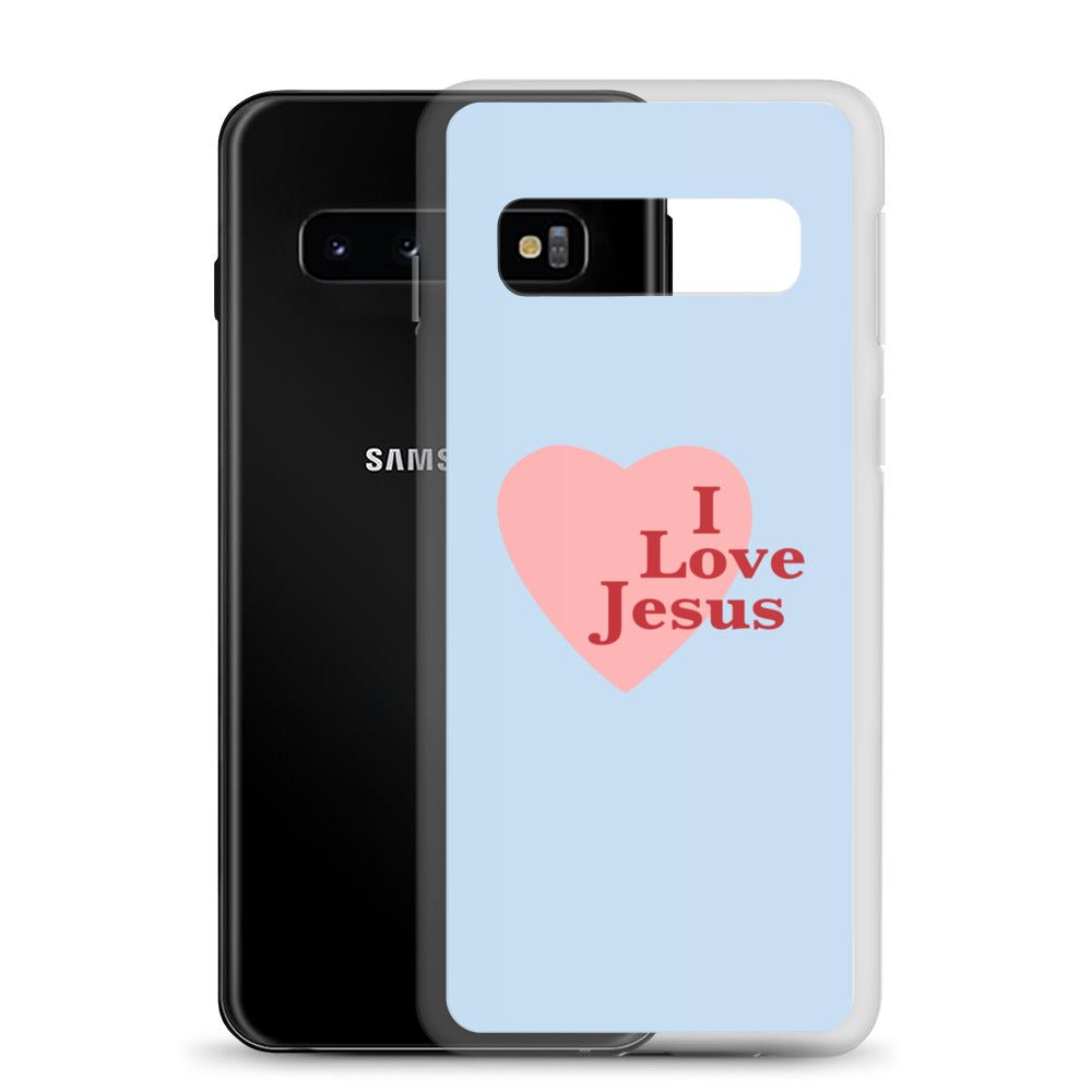 I Love Jesus - Blue Samsung Case for Galaxy S10, S10+, S10e, S20, S20 FE, S20 Plus, S20 Ultra, S21, S21 Plus, S21 Ultra, S21 - Creation Awaits