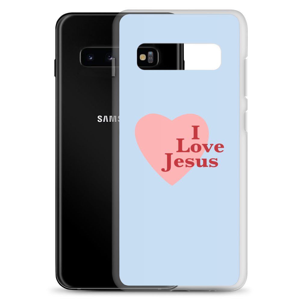 I Love Jesus - Blue Samsung Case for Galaxy S10, S10+, S10e, S20, S20 FE, S20 Plus, S20 Ultra, S21, S21 Plus, S21 Ultra, S21 - Creation Awaits