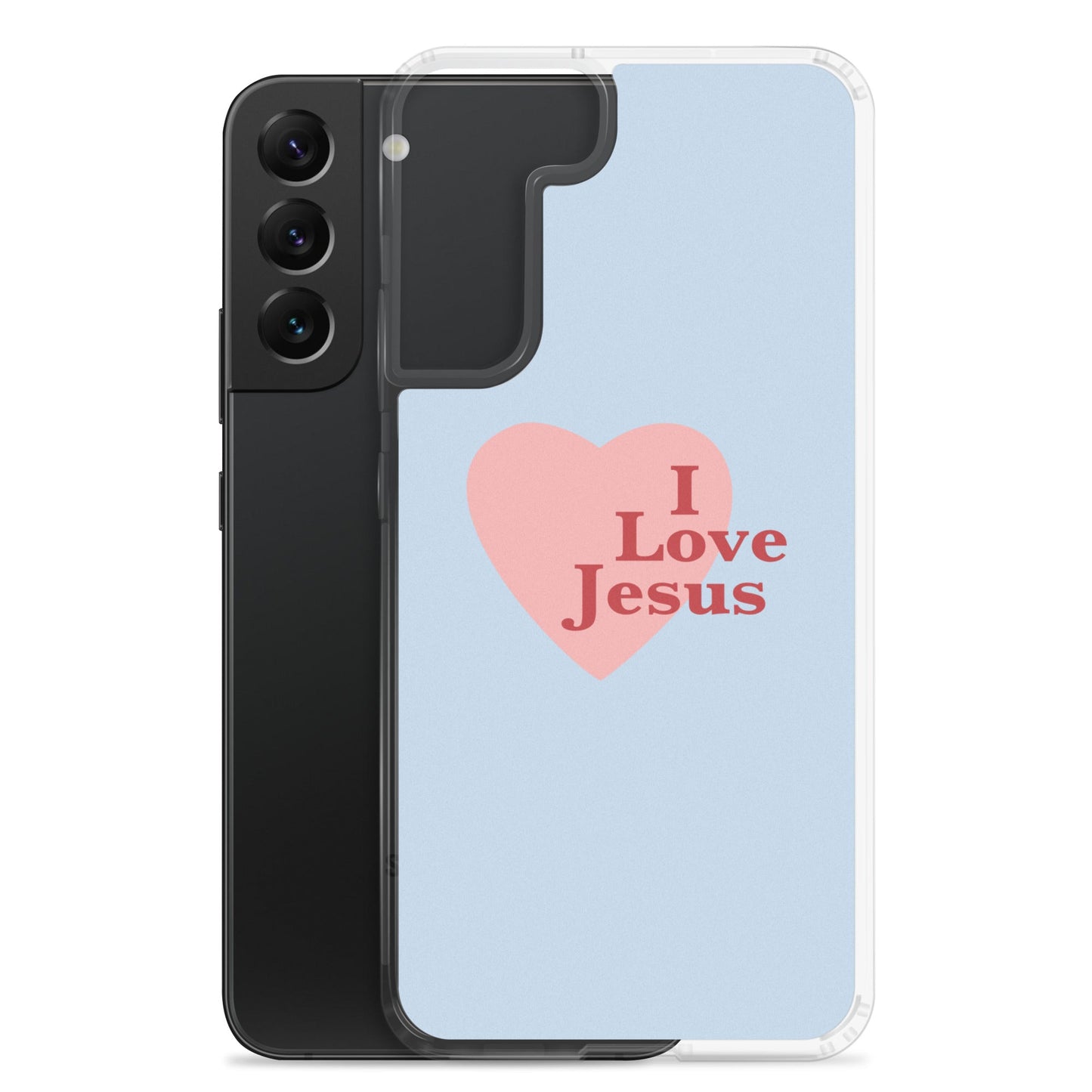 I Love Jesus - Blue Samsung Case for Galaxy S10, S10+, S10e, S20, S20 FE, S20 Plus, S20 Ultra, S21, S21 Plus, S21 Ultra, S21 - Creation Awaits