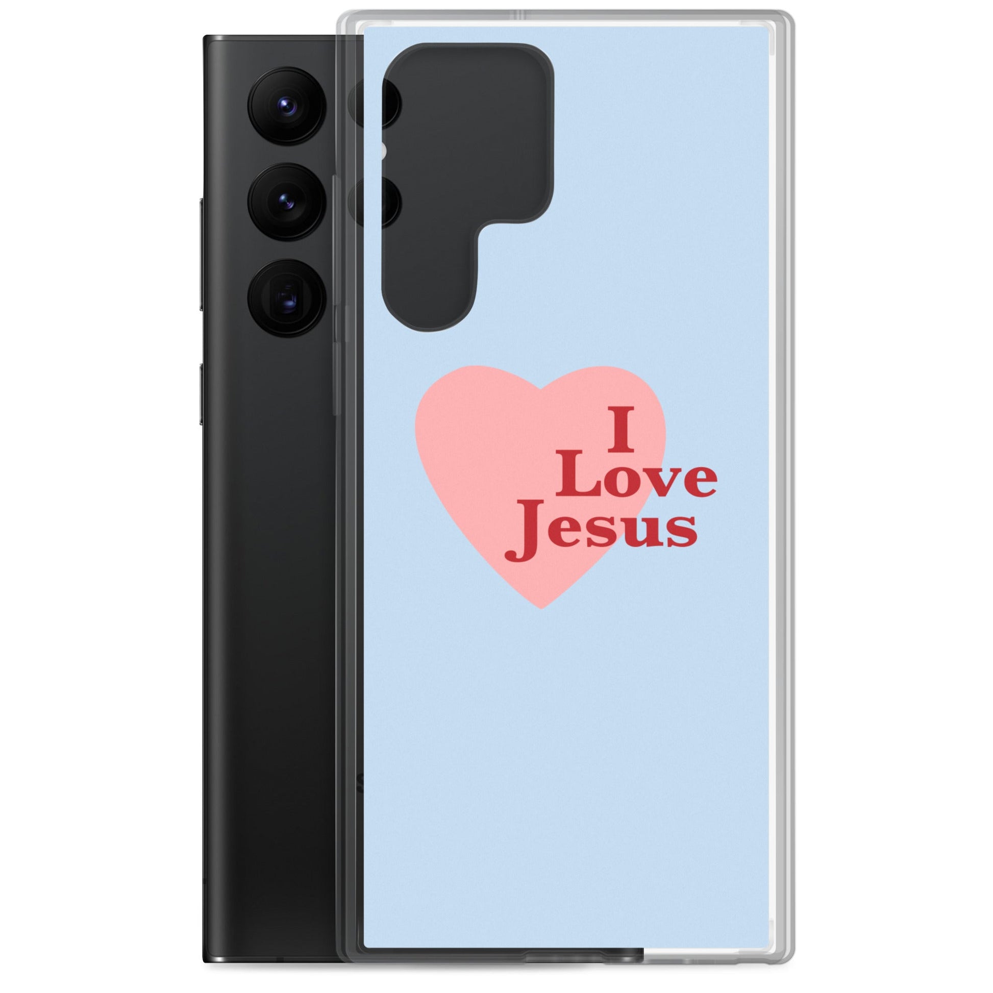 I Love Jesus - Blue Samsung Case for Galaxy S10, S10+, S10e, S20, S20 FE, S20 Plus, S20 Ultra, S21, S21 Plus, S21 Ultra, S21 - Creation Awaits