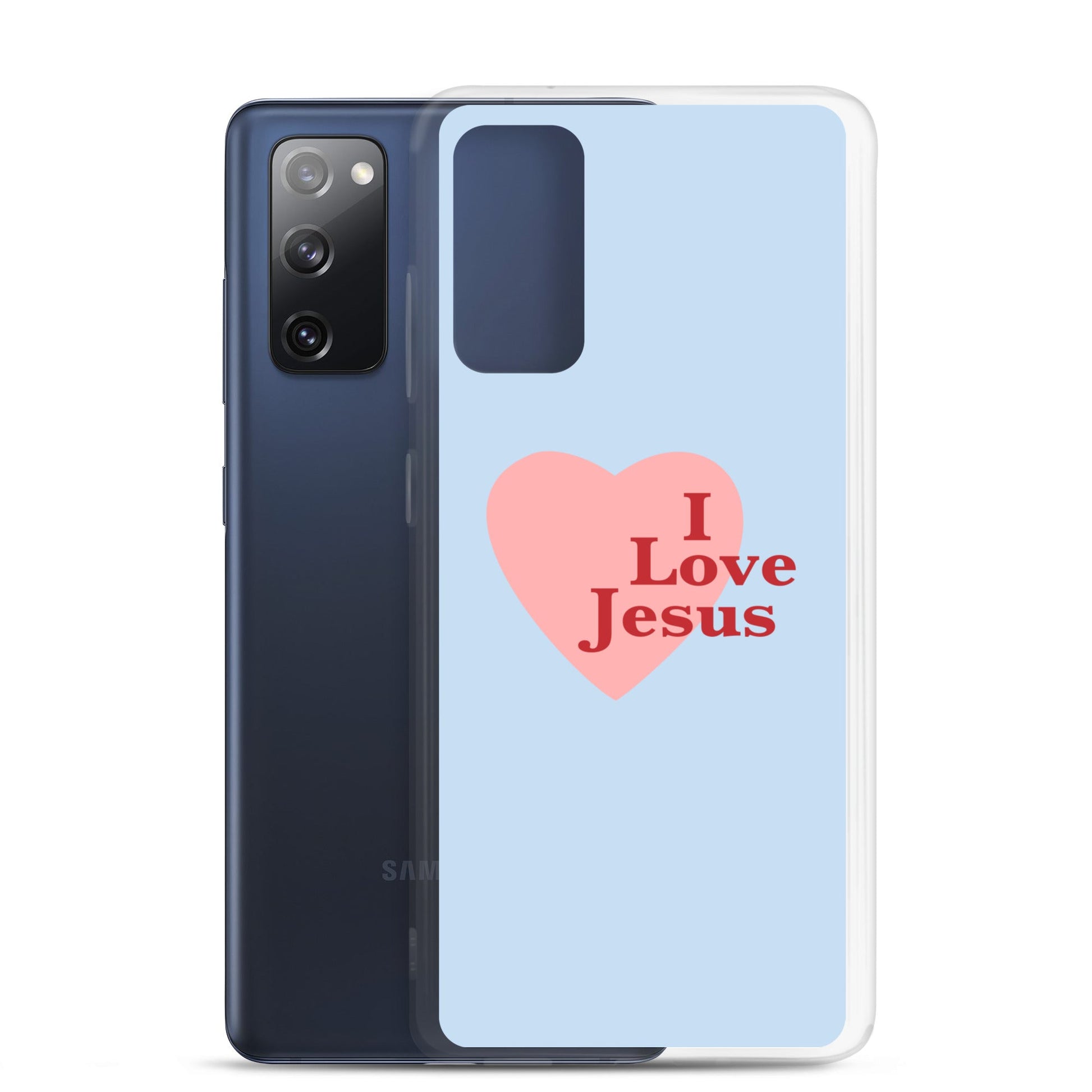 I Love Jesus - Blue Samsung Case for Galaxy S10, S10+, S10e, S20, S20 FE, S20 Plus, S20 Ultra, S21, S21 Plus, S21 Ultra, S21 - Creation Awaits